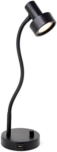 O’Bright Dimmable LED Desk Lamp with USB Charging Port (5V/2A), Full Range Dimming LED, Table Lamp with USB Charger, Flexible Gooseneck, Office Desk Lamp/Bedside Lamp, Vintage Design (Black)
