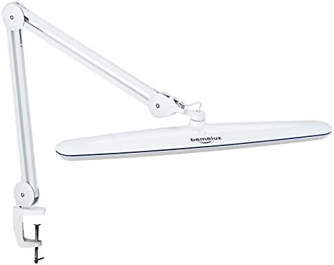 Task Lamp with Clamp, Bright 117PCS LEDs, Metal Swing Arm 24W 2200 Lumen Dimmable Led Desk Lamp for Architect Home Office Study Reading Dorm Workbench Craft, 23 Inch Working Lamp(White)