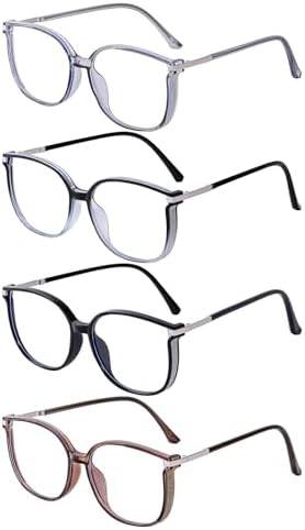 4 Pack Reading Glasses for Women Blue Light Blocking, Fashion Bling Readers with UV400 Protection & Portable Cases