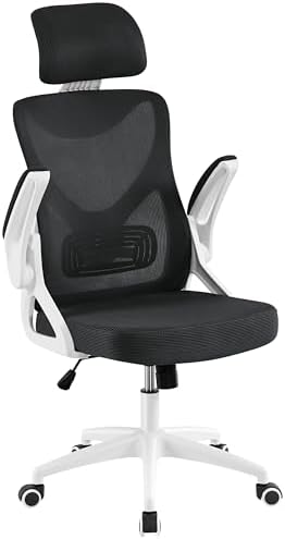 Yaheetech Ergonomic Office Chair with Headrest, Lumbar Support, White/Black