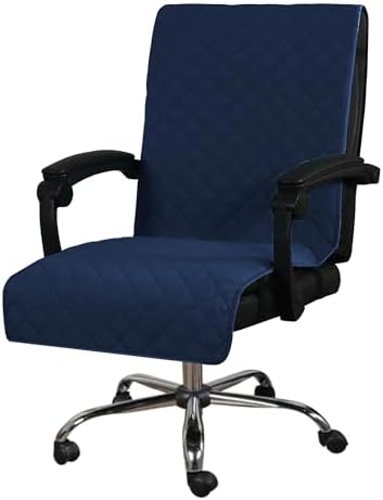 H.VERSAILTEX Water Resistant Chair Cover Reversible Dining Chair Cover with Non-Slip Buckle Soft Removable High Chair Slipcovers Oversized for Armchair or Armless Chair,Navy/Beige