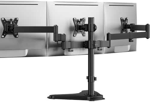 HUANUO Triple Monitor Stand for 13-27 Inch Screens, 3 Monitor Mount