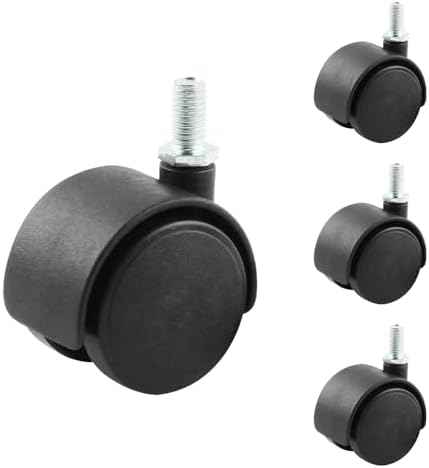 HOWDIA 4 Pack 2 Inch Swivel Caster Wheels for Cart, M8-1.25×13mm Threaded Stem Heavy Duty Casters, Nylon Wheels Replacement for Furniture, Table, Cabinet, Shelf（No Brake）