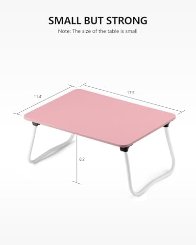 ZEAPTAC Foldable Lap Desk, Portable Bed Table, Laptop Stand, Lightweight & Mini Table for Breakfast/Picnic/Drawing/Couch/Floor - Pink