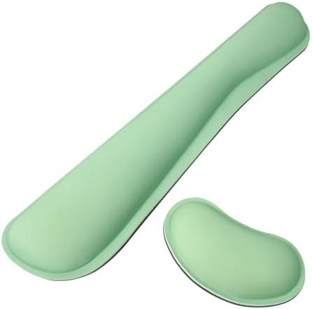 Wrist Rest for Computer Keyboard and Mouse, Ergonomic Design Wrist Support Pad for Keyboard, Soft Memory Foam Desk Pads Support Hand and Arm Easy Typing Pain Relief, 2 Piece Pad, Green
