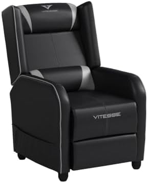 VITESSE Gaming Recliner Chair Racing Style Single PU Leather Sofa Modern Living Room Recliners Ergonomic Comfortable Home Theater Seating, Grey