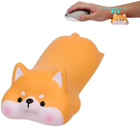 Small Wrist Rest Mouse Pad, Mini Cute Ergonomic Cartoon Mousepad Memory Foam Design Animal Shape Wrist Support Pillow Rest Cushion Mat for Office Computer Laptop(Shiba Inu)