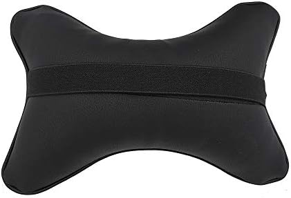 Car Neck Pillows 2pcs Pack Car Headrest Pillow Pu Leather Car Cervical Pillows for Traveling Car Pillows Filled by Fiber (Black Red)