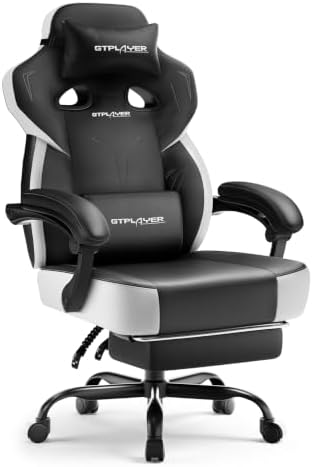 GTPLAYER Big & Tall Gaming Chair, Wide Seat with Footrest, New Black