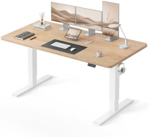 CubiCubi 63x28 Large Electric Standing Desk, 28" Deep Desktop, Maple