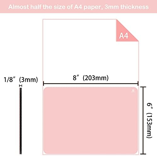 Audimi Small Mouse Pad 6 x 8 Inch, Mini Mouse Pad Thick for Laptop Wireless Mouse Home Office Travel, Portable & Washable (Pink)