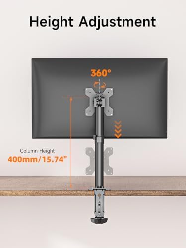 Bracwiser Single Fully Adjustable Monitor Arm Stand Mount Fits One Screen 13-32 inch 22lbs for Monitor Computer Screen 13 15 17 19 20 22 23 24 26 27 30 32 inch VESA 75 100 (MD7401)