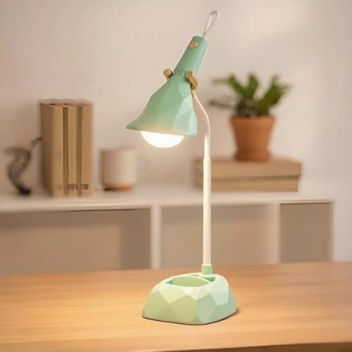 Portable Desk Lamp with Detachable Flashlight, 3 Color Temperature Modes, 1200mAh Battery, Stepless Dimming Brightness Memory - Ideal for Home Office Use (Green)