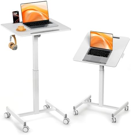 JOY worker 23.6" Small Mobile Standing Desk, 90° Tilt Rolling Laptop Desk