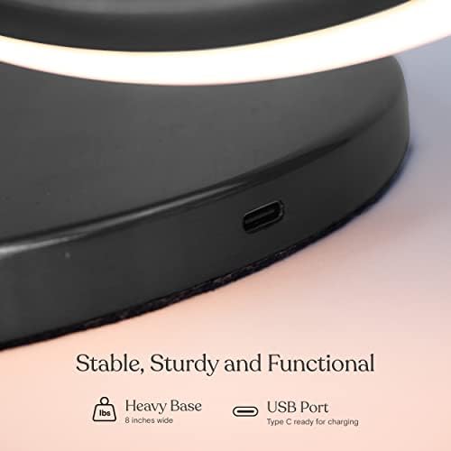 Brightech 2 Ring Lamp - 24" RGB Color Changing LED Table Lamp with 2 Hanging Rings, Modern Arc Bedside Desk Lamp for Bedroom and Living Room, USB-C Charging Port, Black