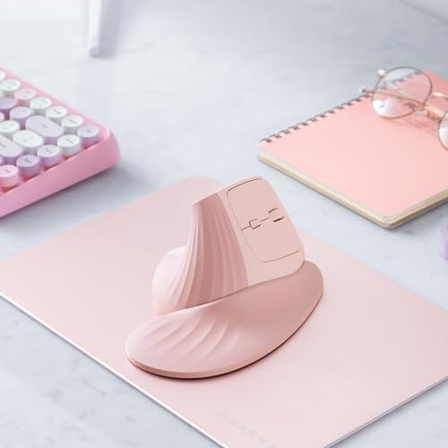 SANWA Wireless Ergonomic Mouse for Large Hands with Wrist Rest, Pink