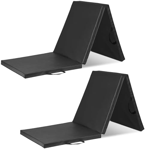 ProsourceFit Tri-Fold Folding Thick Exercise Mat 6’x2’ with Carrying Handles for MMA, Gymnastics, Stretching, Core Workouts