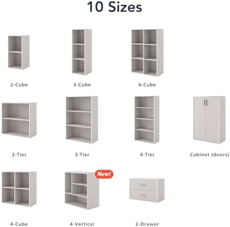 Homes: Inside + Out Apexa 4-Vertical Storage Organizer Shelves, Stackable Wood Bookcase for Organization, Dorm Teen Room Decor & Home Office, Black