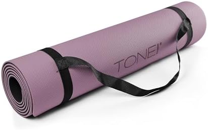 TONE Fitness 1/4" Yoga Mat, Non-Slip Exercise & Pilates Mat with Strap