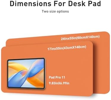 Aothia Faux Leather Desk Mat - Large Mouse Pad, Non-Slip PU Leather Blotter, Waterproof Writing Surface for Office and Home (Hermes Orange, 55" x 17")