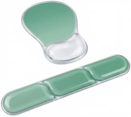 AUPET Ergonomic Gel Mouse Pad and Keyboard Wrist Rest Set, Crystal Gel Cushion Support, PU Base, Smooth Tracking Surface, Easy to Clean Desk Accessories for Office Home Laptop (Gradient Mint Green)
