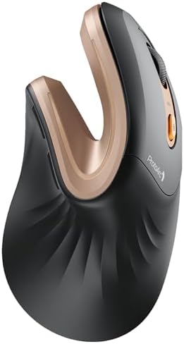 ProtoArc EM11 NL Wireless Ergonomic Mouse, Rechargeable, Black Gold