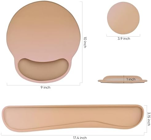RICHEN 3 PCS Computer Mouse Pads for Desk with Coaster Set, Non-Slip Keyboard Wrist Rest and Mouse Pad Set, Ergonomic Design (Gradient Brown)