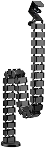 mywall HZ43L Cable Guide with a Length up to 1,347 mm, Cable Management for Desks with Clamp Fixation, Cable Tube Cable Duct Round, 4-Way Channel System with Modular Swirl Structure
