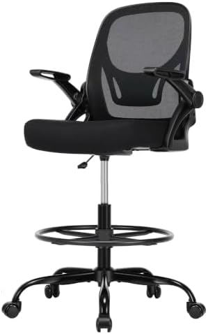 Drafting Chair, Tall Office Chair for Standing Desk, Black, 1 PK