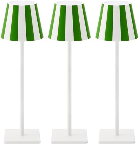 UME 3 Pack Cordless Table Lamp, Battery Operated Lamp - Portable Waterproof Rechargeable Table Lamp w/ 3 Color Temps & Stepless Dimming for Dinner, Desk, Cafe, Outdoor (Green)