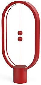 Allocacoc Heng Balance lamp, DesignNest, Switch on in mid-air, USB Powered LED Table lamp, Warm Eye-Care Designer Desk lamp, Contemporary Soft Light, Office, Home, Dorm, Bedside (Red)