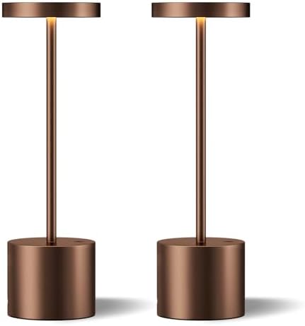 Kakanuo Brown Cordless Lamp Set, Rechargeable Lamp, 3 Color Temperature, LED Outdoor Wireless Lamps, Battery Operated Lamps, Stepless Dimmable, Touch Control