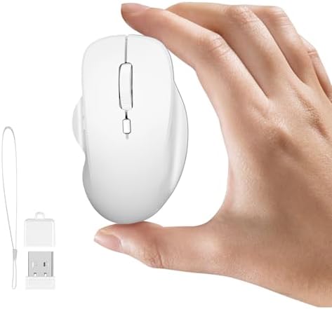 Uiosmuph Mini Wireless Bluetooth Mouse for Travel, Silent Small Mouse White