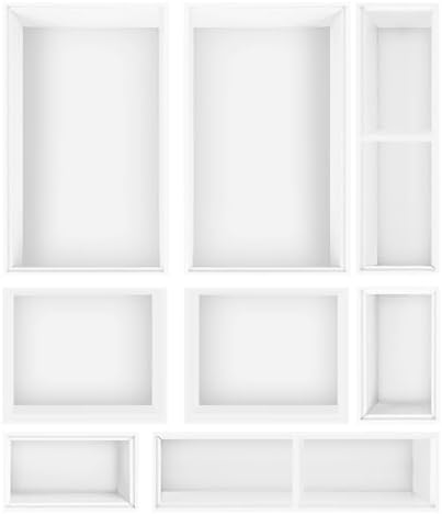 Bamboo Drawer Organizer Set, 8 PCS White Multi-Use Wood Drawer Storage Kitchen Boxes, Junk Drawer Organizer Divider Bins for Bathroom, Office Desk, Makeup, Jewelry, Utensils