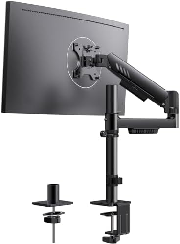 ErGear Single Monitor Arm, Adjustable Desk Gaming Monitor Mount for 13-34″ Screens, Up to 19.8 lbs, Enhanced Stability with Integrated C-Clamp, Upgraded Cable Management, VESA 75x75/100x100mm, Black
