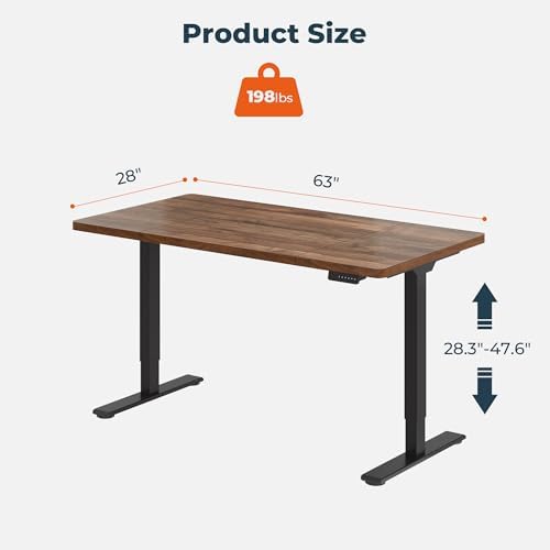 63''x28''Dual Motor Adjustable Large Standing Desk for Home Office