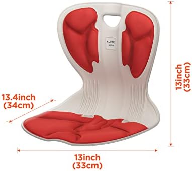 curble Comfy, Ergonomic Chair Back Support, Small and Flexible Posture Corrector for Child and Preteen, Perfect for Yoga, Meditation, School, Desk, Floor Seat (Red)