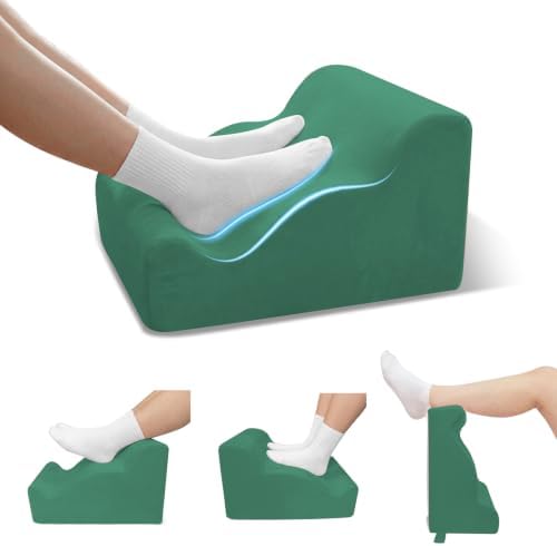 Foot Rest Ergonomic Pillow for Under Desk at Work & Handle Green