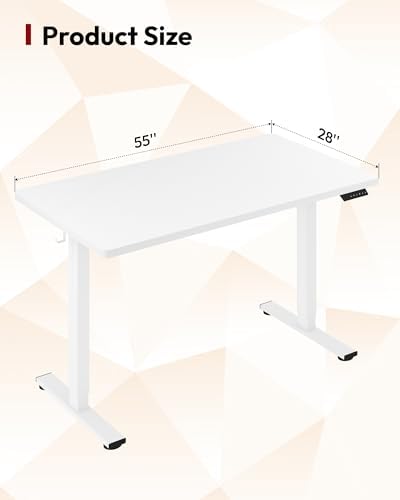 SANODESK One-Piece 1'' Thick Height Adjustable Standing Desk 55''x28''
