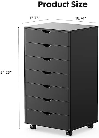 OLIXIS 7 Drawer File Cabinet on Wheels, Printer Stand