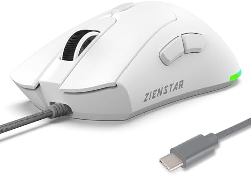 HXMJ Wired USB C Gaming Mice,7200DPI,Ergonomic Mouse with RGB Backlit for Apple MacBook,Computer or Laptops with Type C Port-White