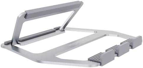 Amazon Basics Aluminum Portable Foldable Height Adjustable Laptop Stand for Devices up to 13", Silver