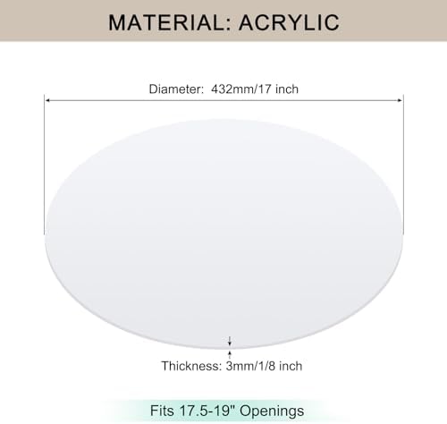 Lampshade Diffuser, 17" Diameter Round Diffuser Lamp Shade for Drum Style Lampshades Pendants Softening Light, DIY Light Fits 17.5-19" Openings, Frosted White Acrylic