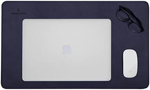 Gallaway Leather Desk Mat - Office Writing Desk Pad, Medium 24" x 14" Navy Blue, Gift Ready Elegant Computer Desk Cover Protector