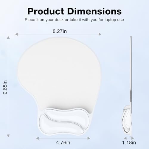 Gel Mouse Pad with Wrist Rest, Ergonomic Comfortable Computer Wrist Support for Laptop, Pain Relief Mousepad with Non-Slip PU Base for Office & Home Clear