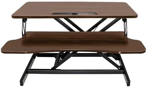 Instant Ergonomic Standing Desk Converter - 32" Wide, No Assembly, Sit-Stand Workstation for Pain Relief & Productivity (Walnut)