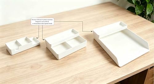 Amazon Basics Rectangular Plastic Desk Organizer, Half Accessory Tray for Office Supplies and Workspace Organization, 9.4" x 3.3" x 1", White