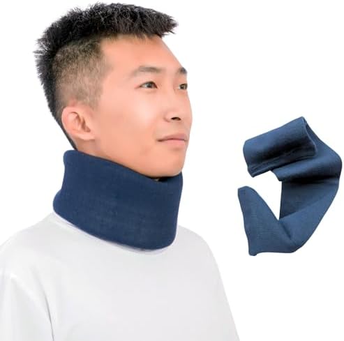 Neck Braces for Neck Pain and Support High-Density Comfort Cervical Collar for Vertebrae Stable and Aligned, Relieve Injury Spine Pressure – Neck Brace for Women & Men Sleeping, Working, Posture (Nevy Blue, Large)