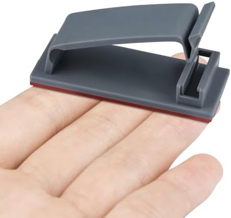 SOULWIT 50Pcs Self Adhesive Cable Management Clips, Cable Organizers Wire Clips Cord Holder for TV PC Ethernet Cable Under Desk Home Office (Grey)