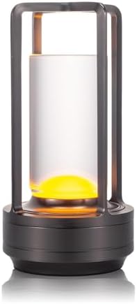 Rechargeable Cordless Small Metal Table Lamp, Stepless Dimming, 3-Color